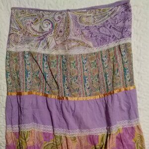 Live A Little Maxi Skirt Women's Size 16 Purple Floral VTG,  Lined,  Retro,